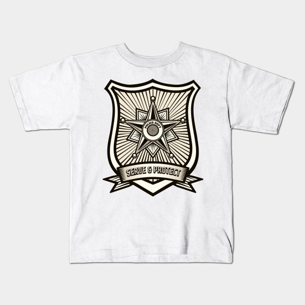 Police Badge Kids T-Shirt by devaleta
